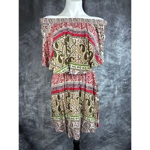 Show Me Your Mumu Casita Mini Dress Womens Medium Paisley Off Shoulder MS6-111